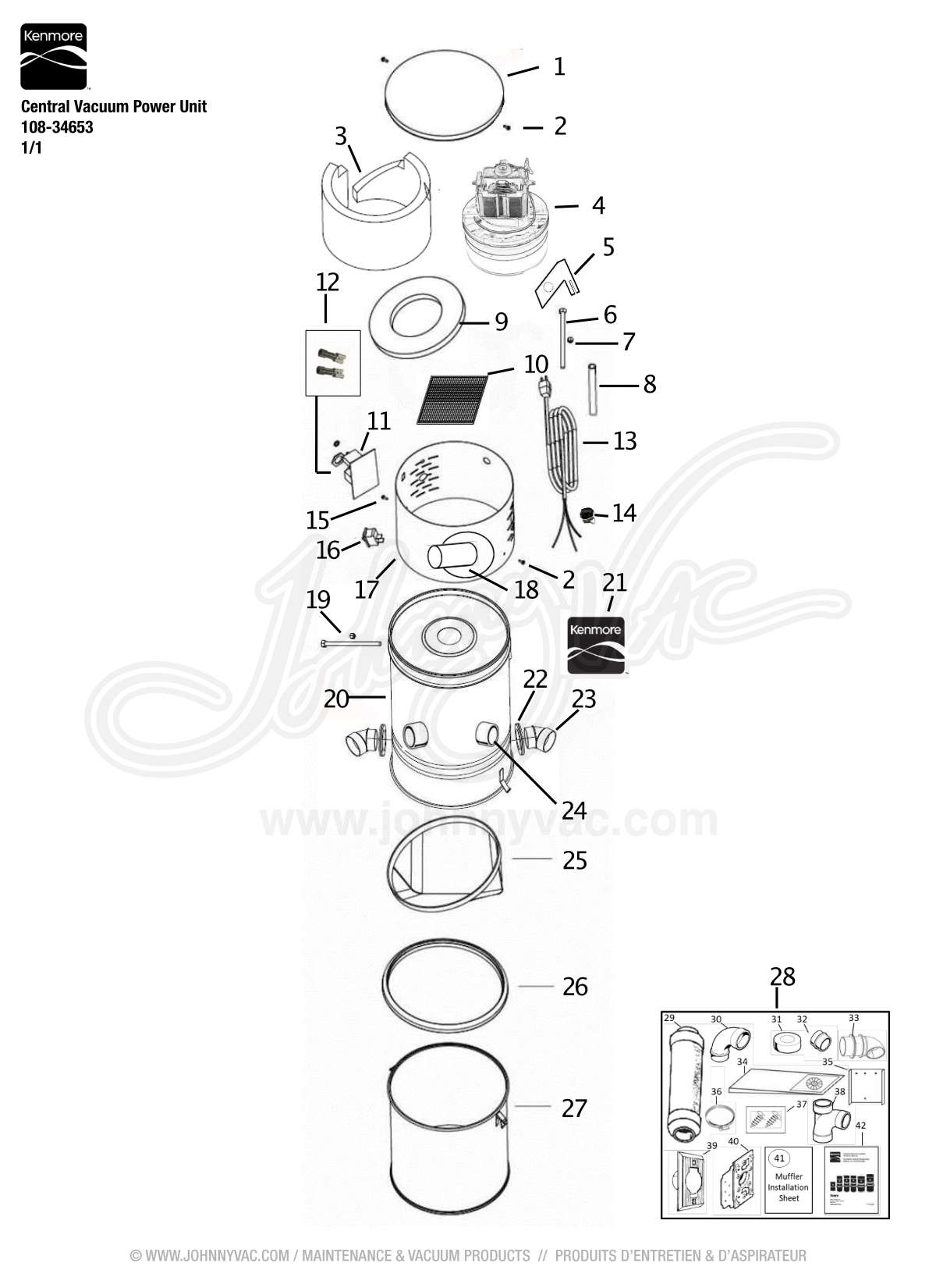 Sacs microfiltre HEPA pour aspirateurs centraux - Johnny Vac - Rhinovac -  Nutone - Hoover - Kenmore et bien d'autres marques - p