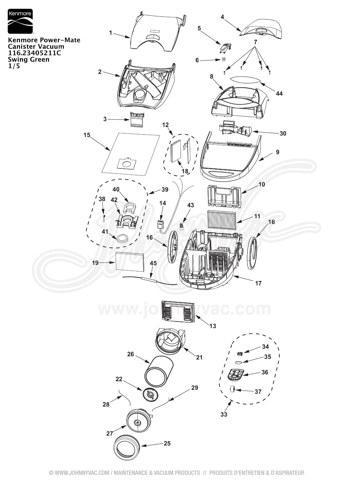 Kenmore Power-Mate Canister Vacuum 116 