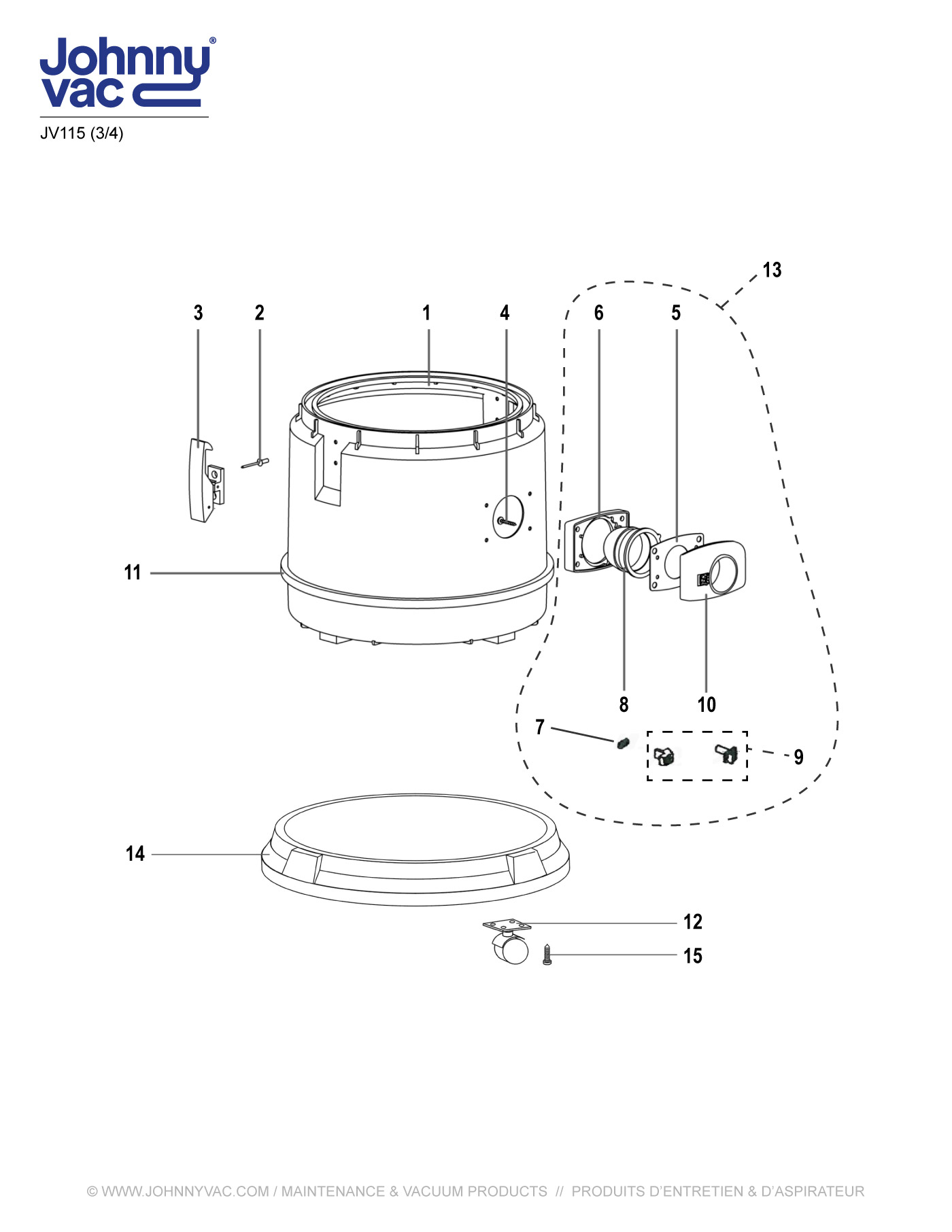 Wet & Dry Commercial Vacuum - Capacity of 5.9 gal (22.5 L