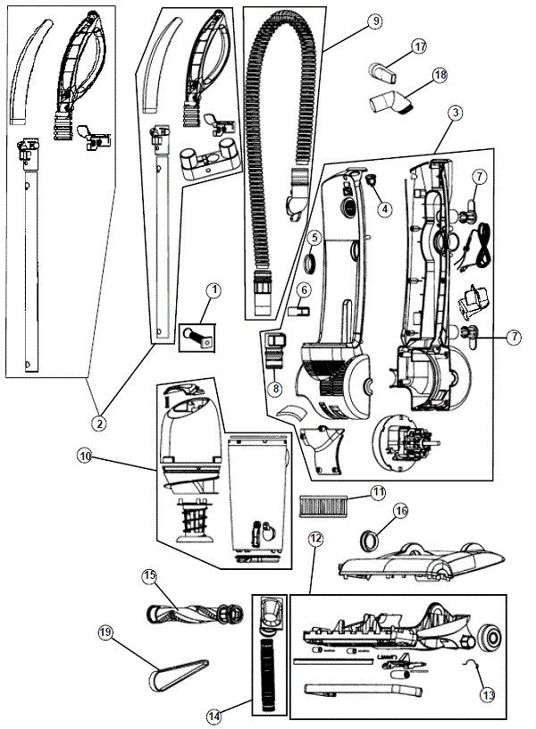 Dirt Devil vacuum filter cleaning diagram