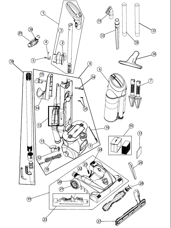 Dirt Devil vacuum airflow diagram with clogged filter